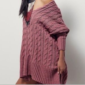 Free People Easy Cable Knit V-neck Sweater